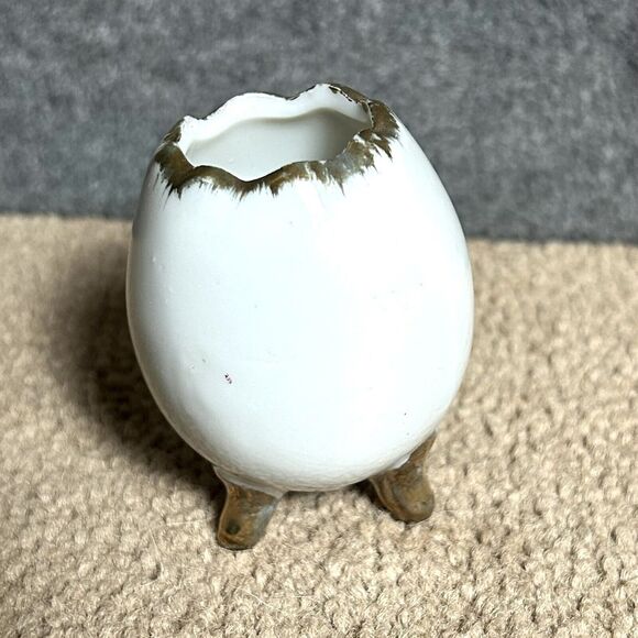 VTG Cracked Egg Toothpick Holder Footed w\ Flowers Ceramic Enesco Imports Japan - Picture 2 of 5